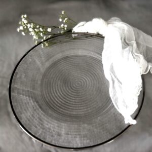 Klubový tanier sklo strieborný lem, 90 ks